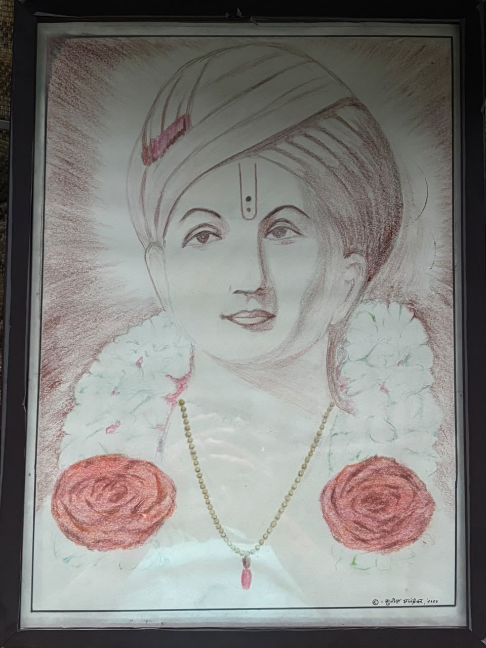 Artwork by Sunil Bhatambrekar: Devotional portrait — colour pencil