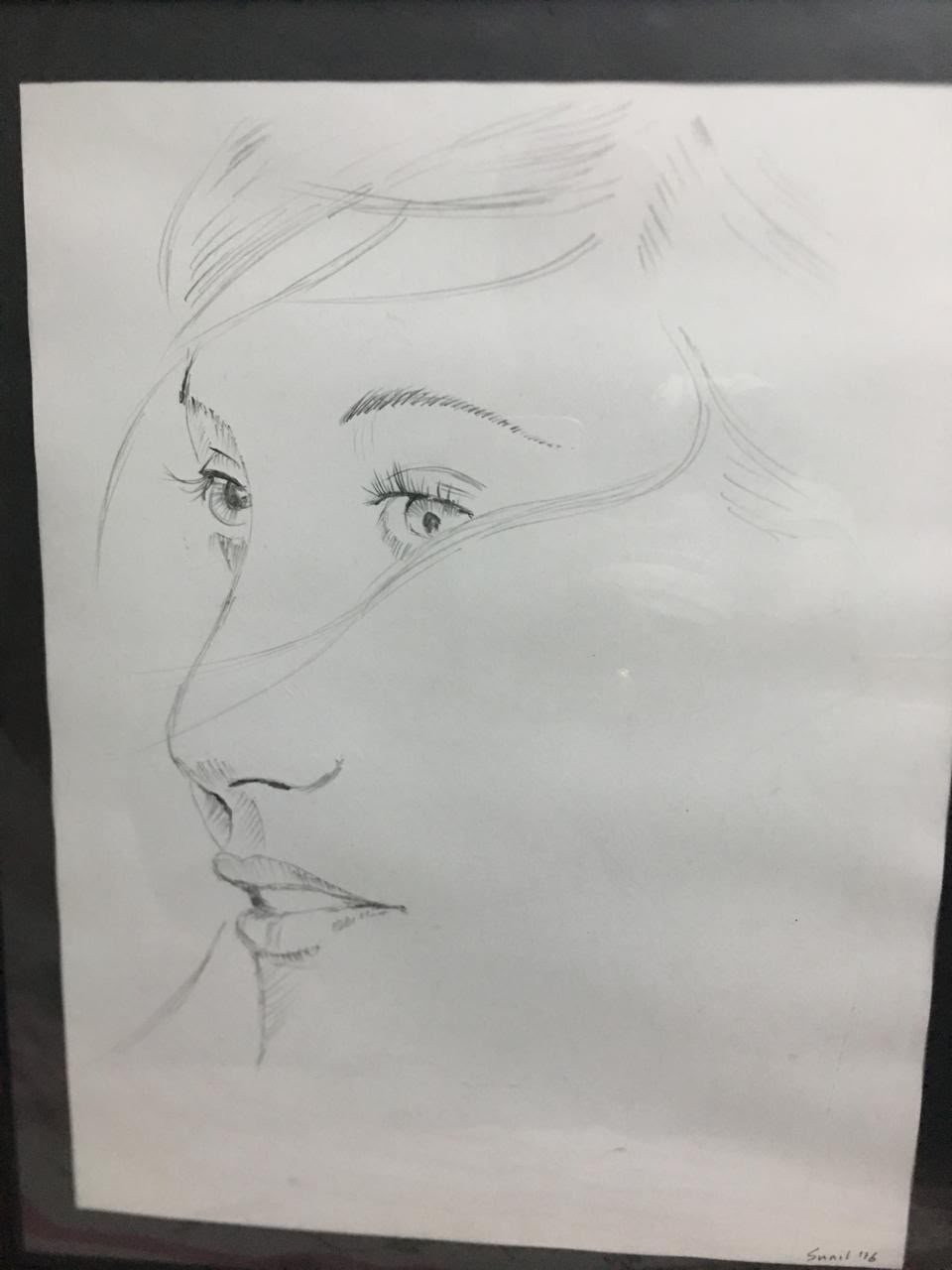 Artwork by Sunil Bhatambrekar: Profile of a woman — pencil line drawing