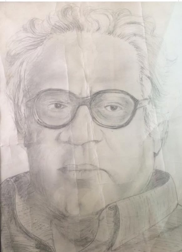 Artwork by Sunil Bhatambrekar: P. L. Deshpande — pencil portrait